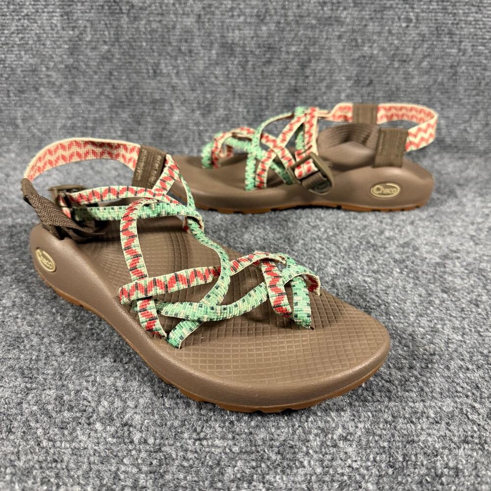 Chaco ZX2 Classic Sandals Womens 8 Brown Mint Coral Strappy Hiking Outdoor